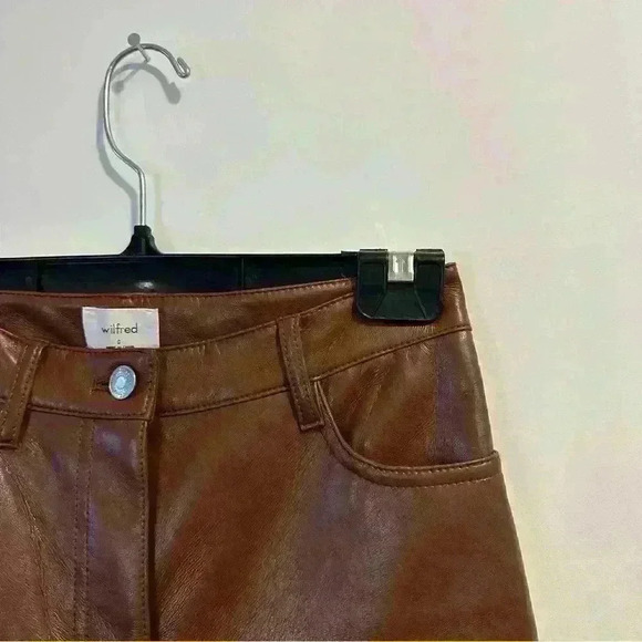 Wilfred Aritzia | Melina pants patina brown womens 0 vegan faux leather  regular - Picture 2 of 5
